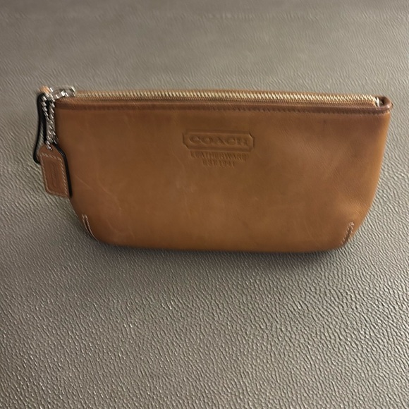 Coach Tan Leather Cosmetic Bag - Picture 1 of 8